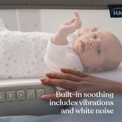 HALO BassiNest breathable mesh promotes airflow and clear baby visibility.