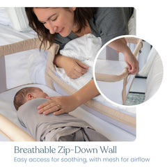 HALO BassiNest height-adjustable legs fit most beds for flexible bedside use.