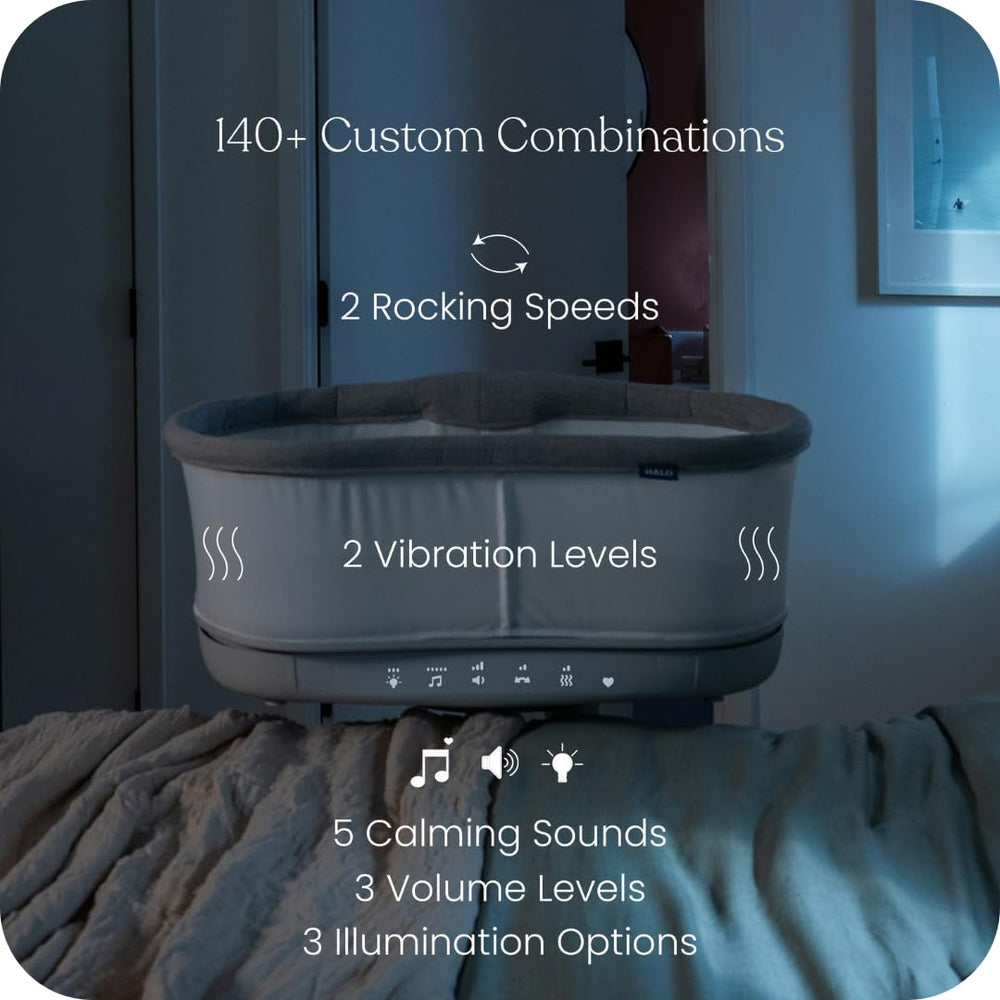 HALO BassiNest rocking and vibration modes create soothing motion.