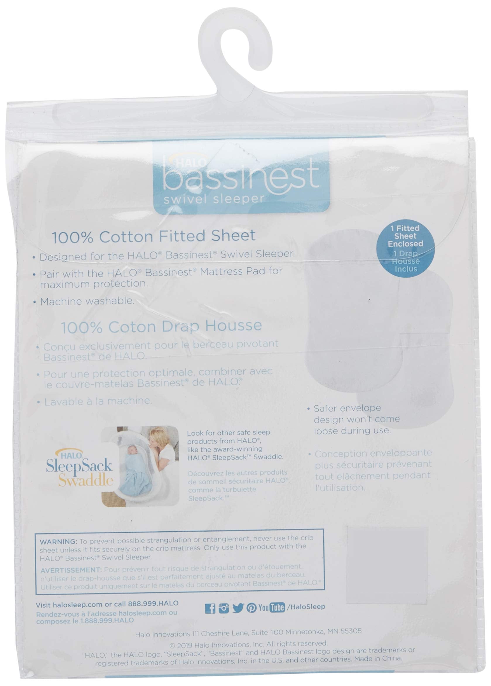 HALO BassiNest sheet in a bright white nursery scene highlighting clean sleep setup.