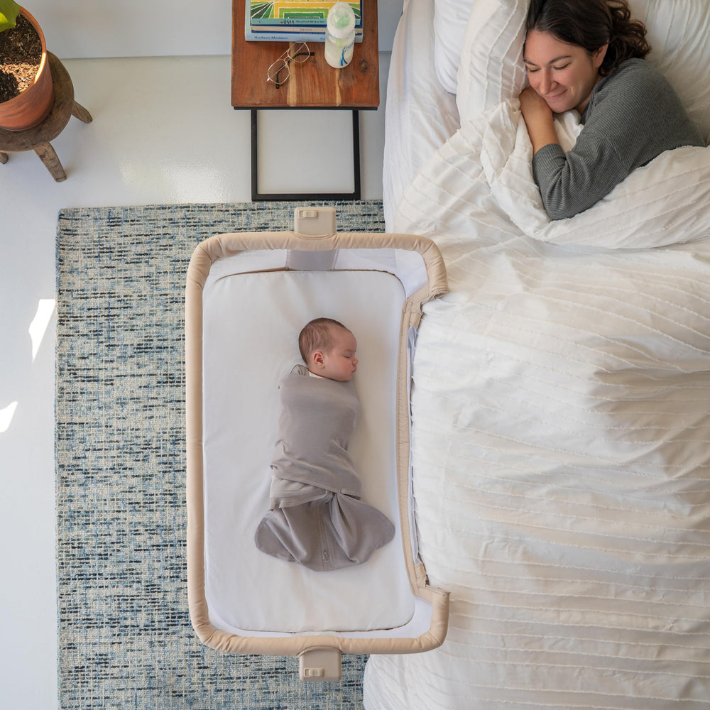 HALO BassiNest side-panel breathable mesh promotes airflow for close, comfortable sleep.