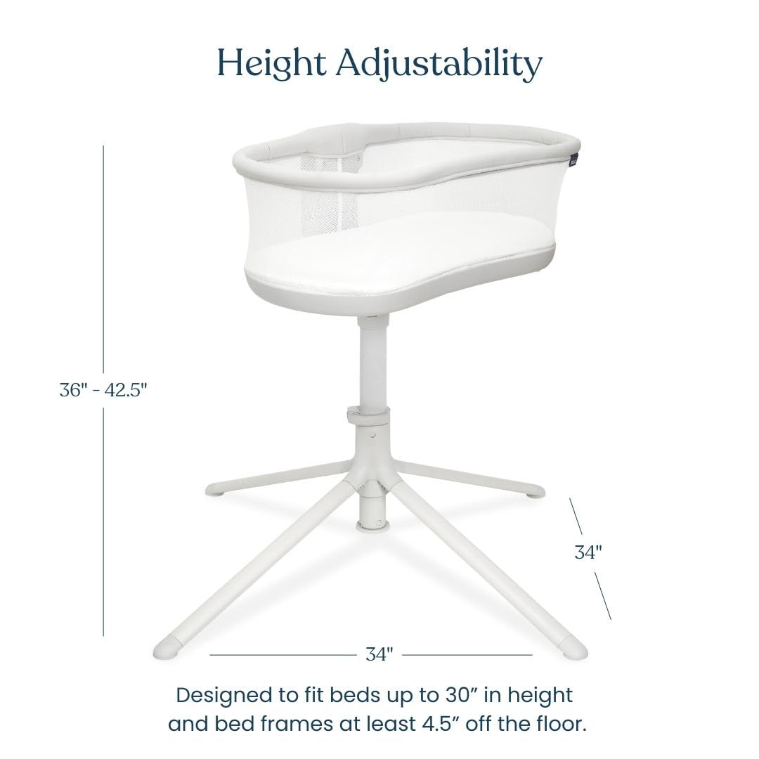 HALO BassiNest Swivel Sleeper 3.0 height adjustability fits different bed heights.