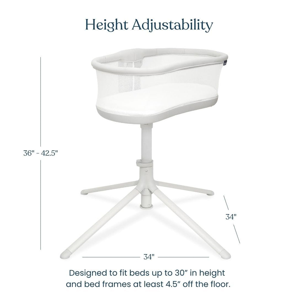 HALO BassiNest Swivel Sleeper 3.0 height adjustability fits different bed heights.