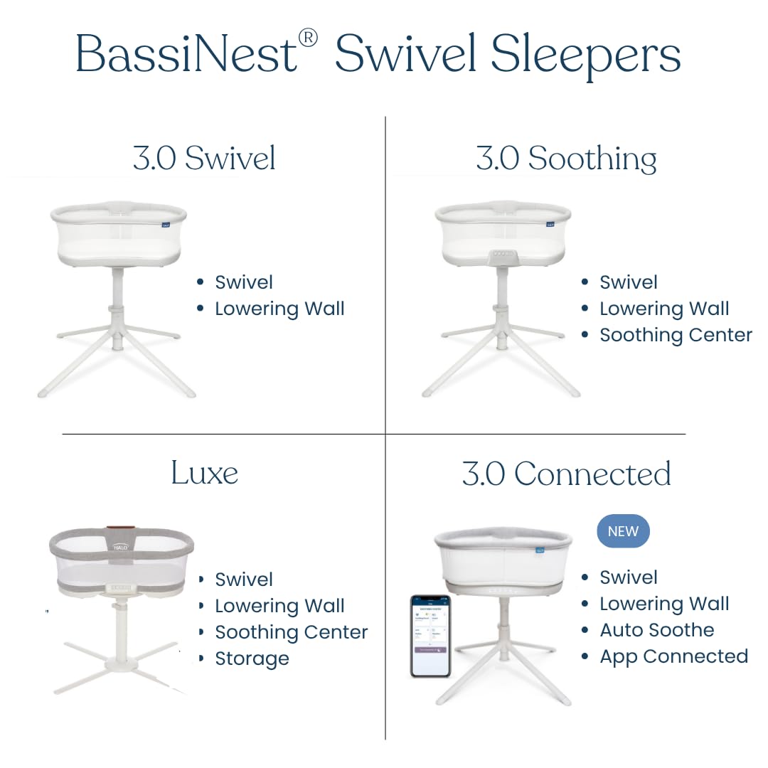 HALO BassiNest vibrations and sounds offer soothing options for baby settling.
