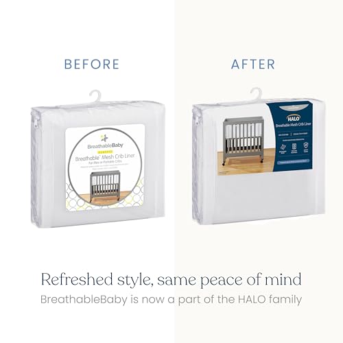 HALO BreathableBaby liner installation shows four-corner weave for secure fit.