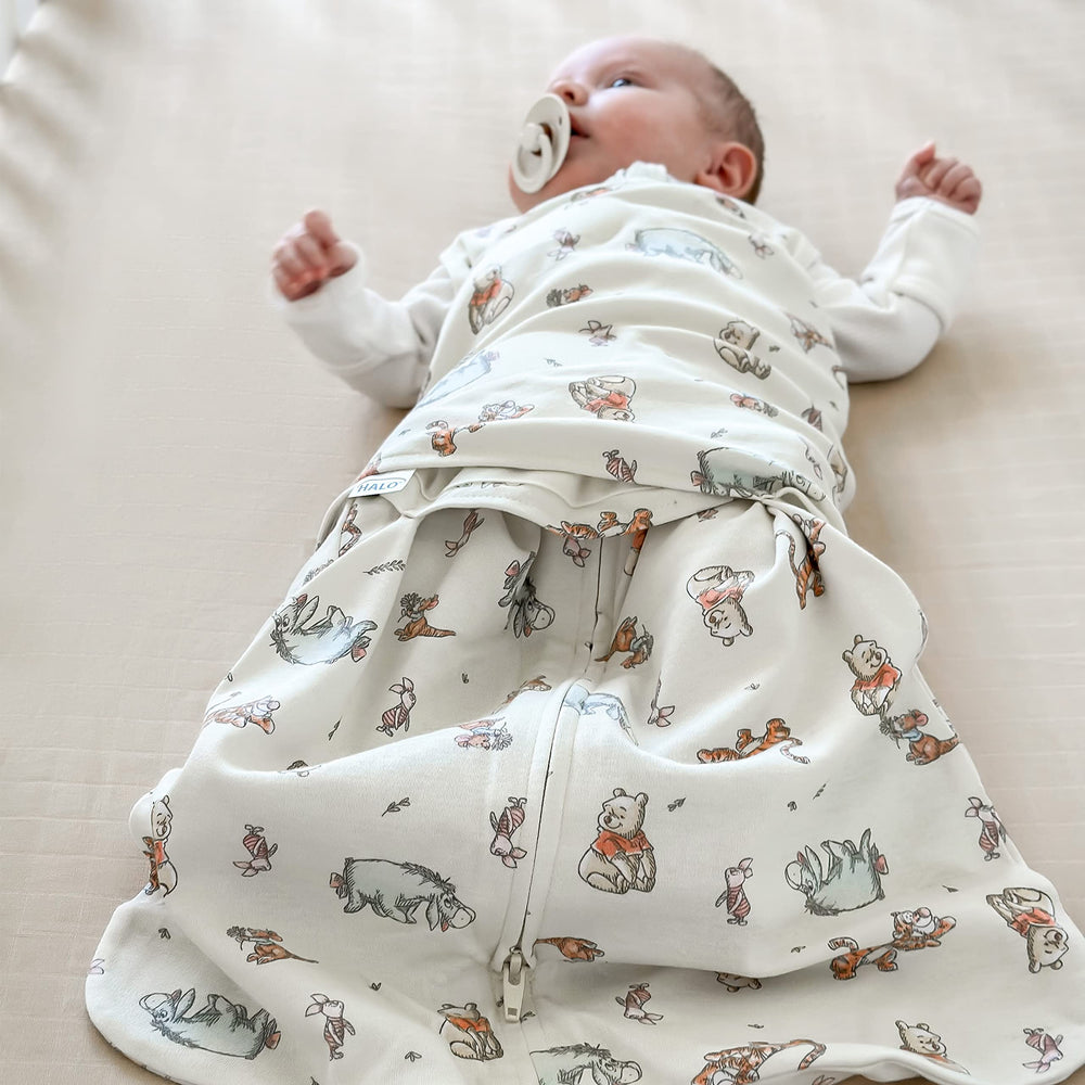 HALO Winnie Frolic sleepsack bottom zipper for easy diaper changes