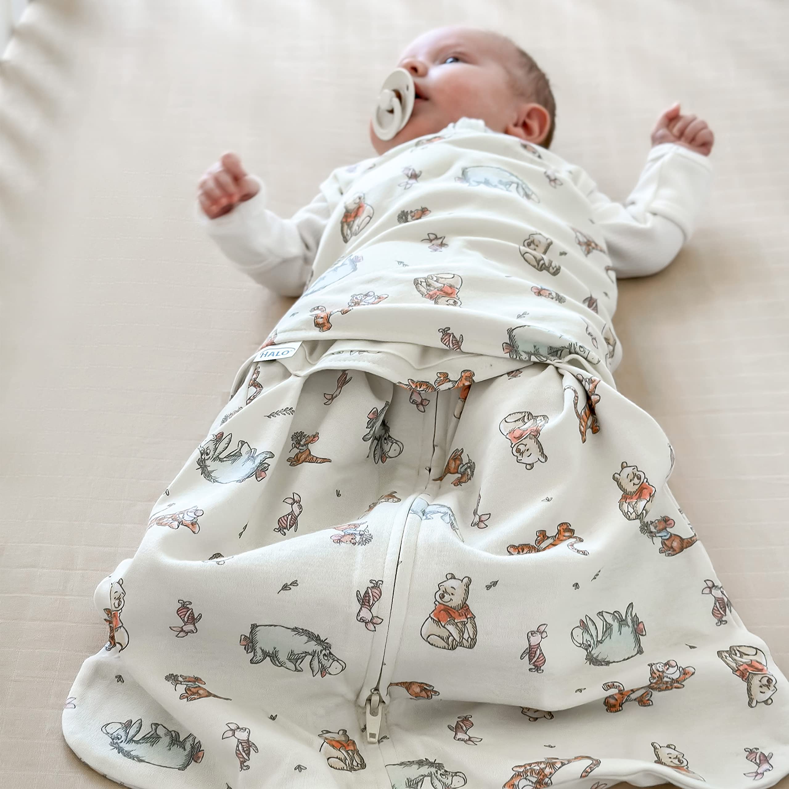 HALO Winnie Frolic sleepsack two-arms-out transition for easy weaning