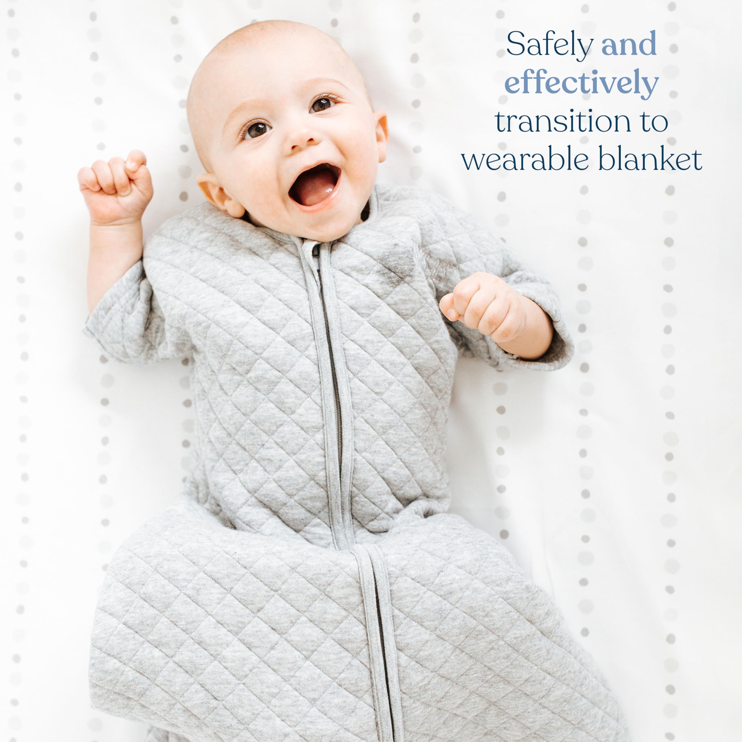 HALO Easy Transition Sleepsack arm-access feature highlighting self-soothing freedom in Heather Pink Small