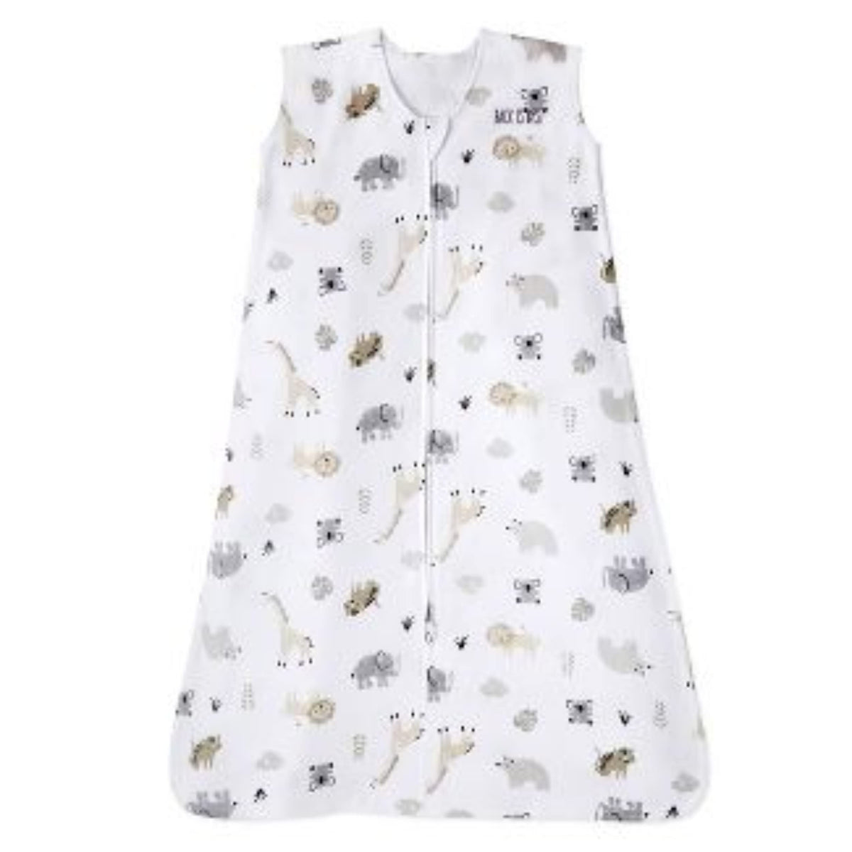 Halo SleepSack Animal Paint close-up shows soft cotton fabric for gentle all-night comfort.