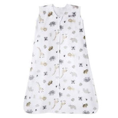 Halo SleepSack Animal Paint close-up shows soft cotton fabric for gentle all-night comfort.