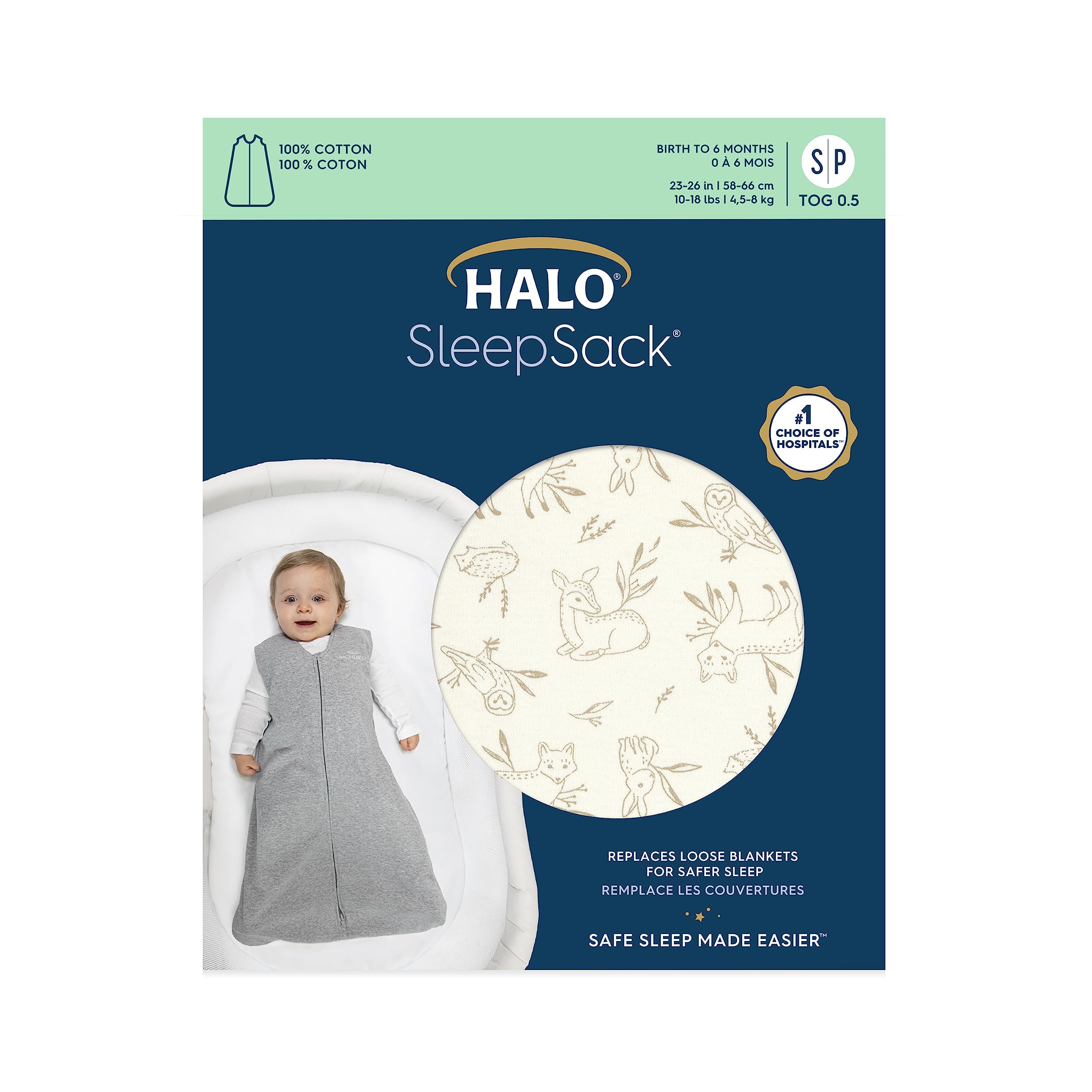 HALO SleepSack bottom zipper enables quick diaper changes.