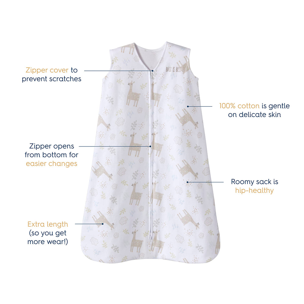 HALO SleepSack bottom zipper enables easy diaper changes and quick access