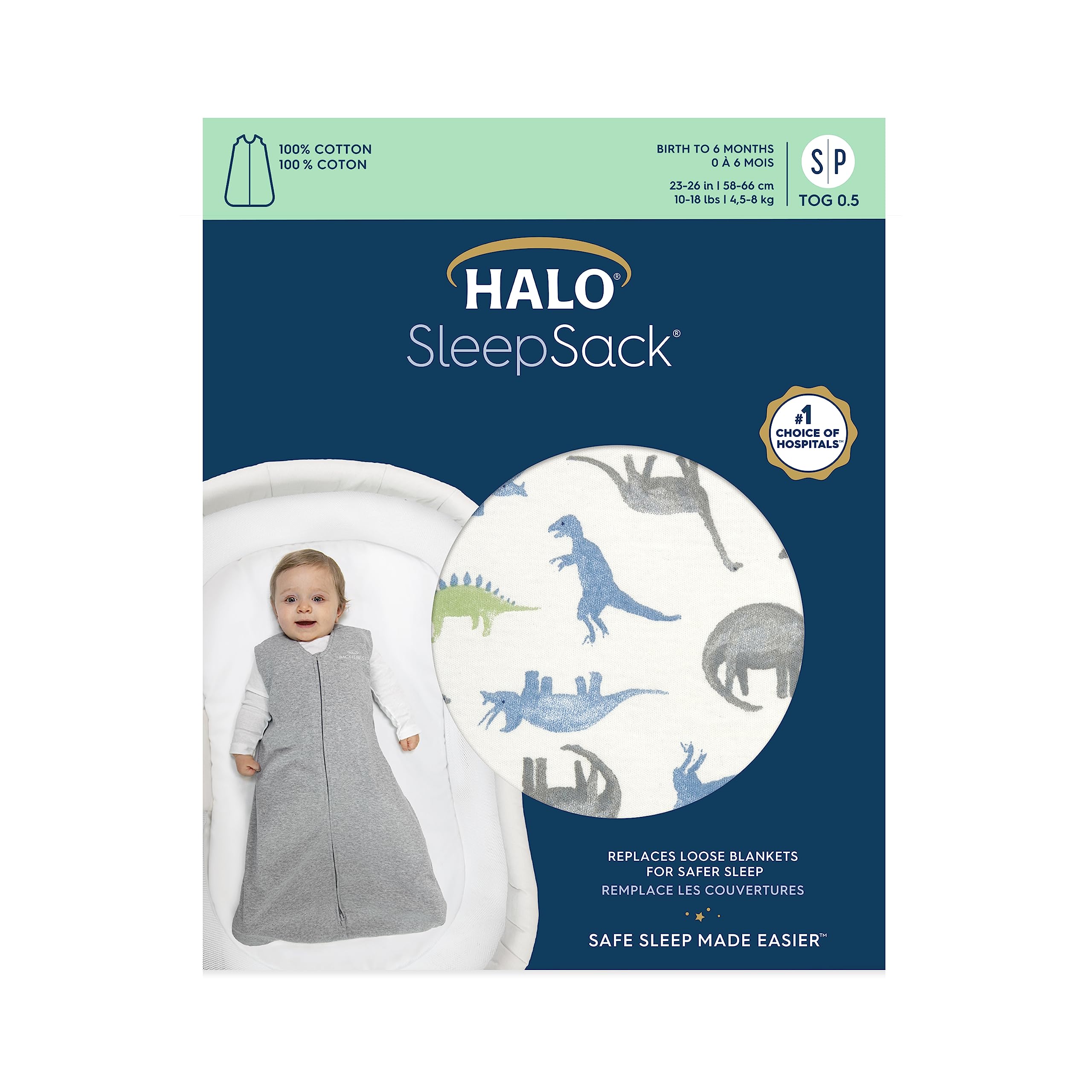 HALO SleepSack bottom zipper facilitates easy diaper changes while baby snoozes.