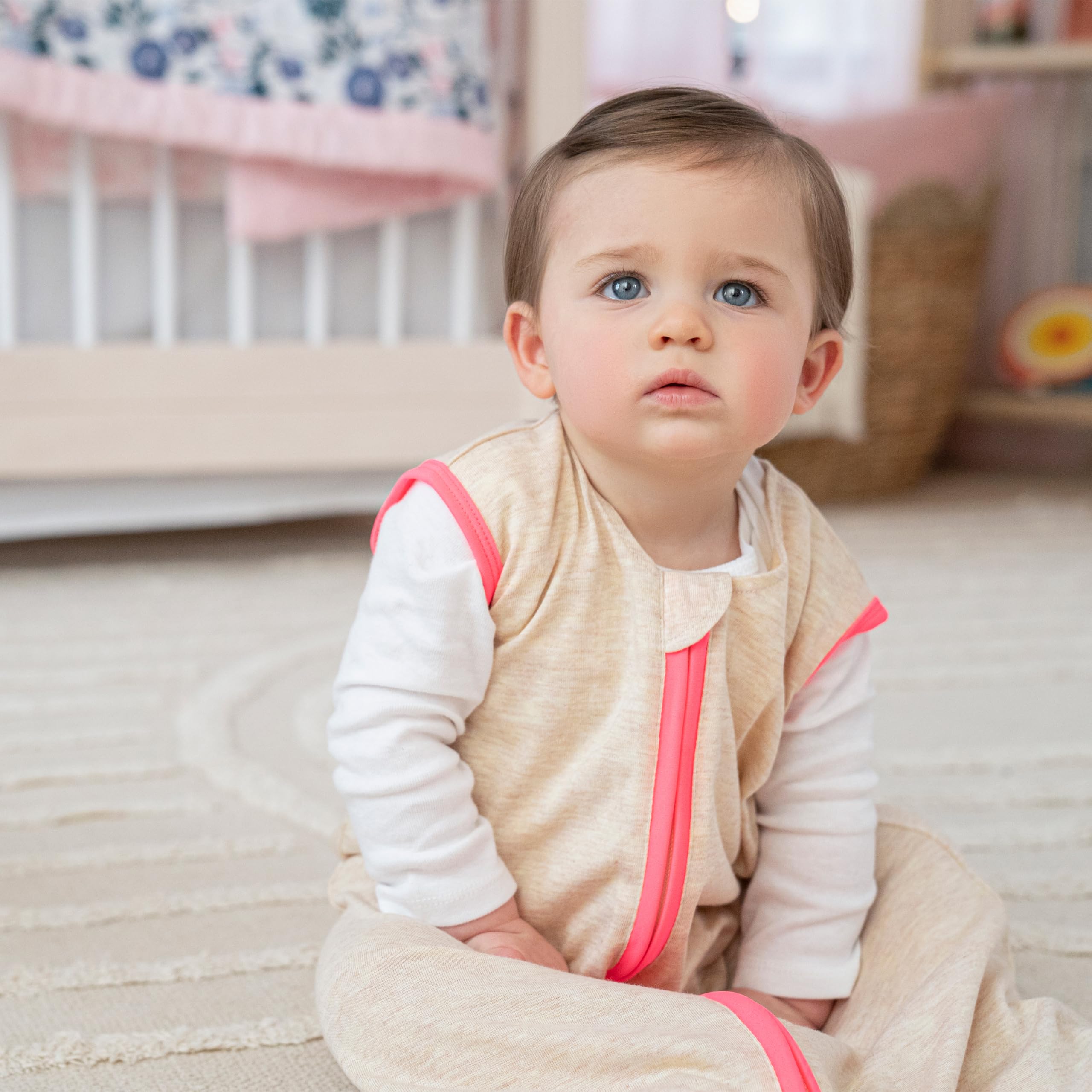 HALO SleepSack oatmeal-pink small colorway with cozy, breathable fabric