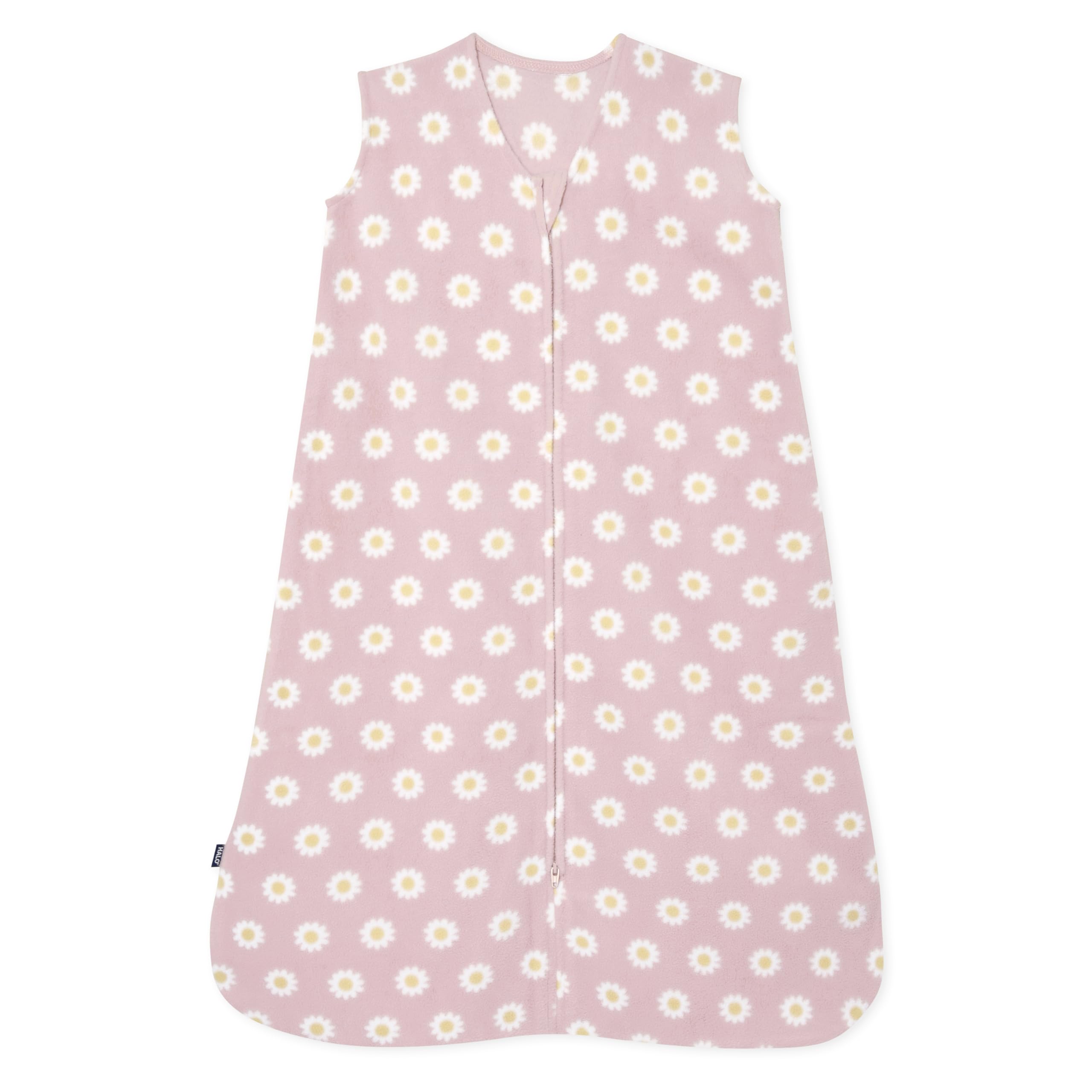 HALO SleepSack Daisy microfleece front view for cozy warmth and safe sleep.