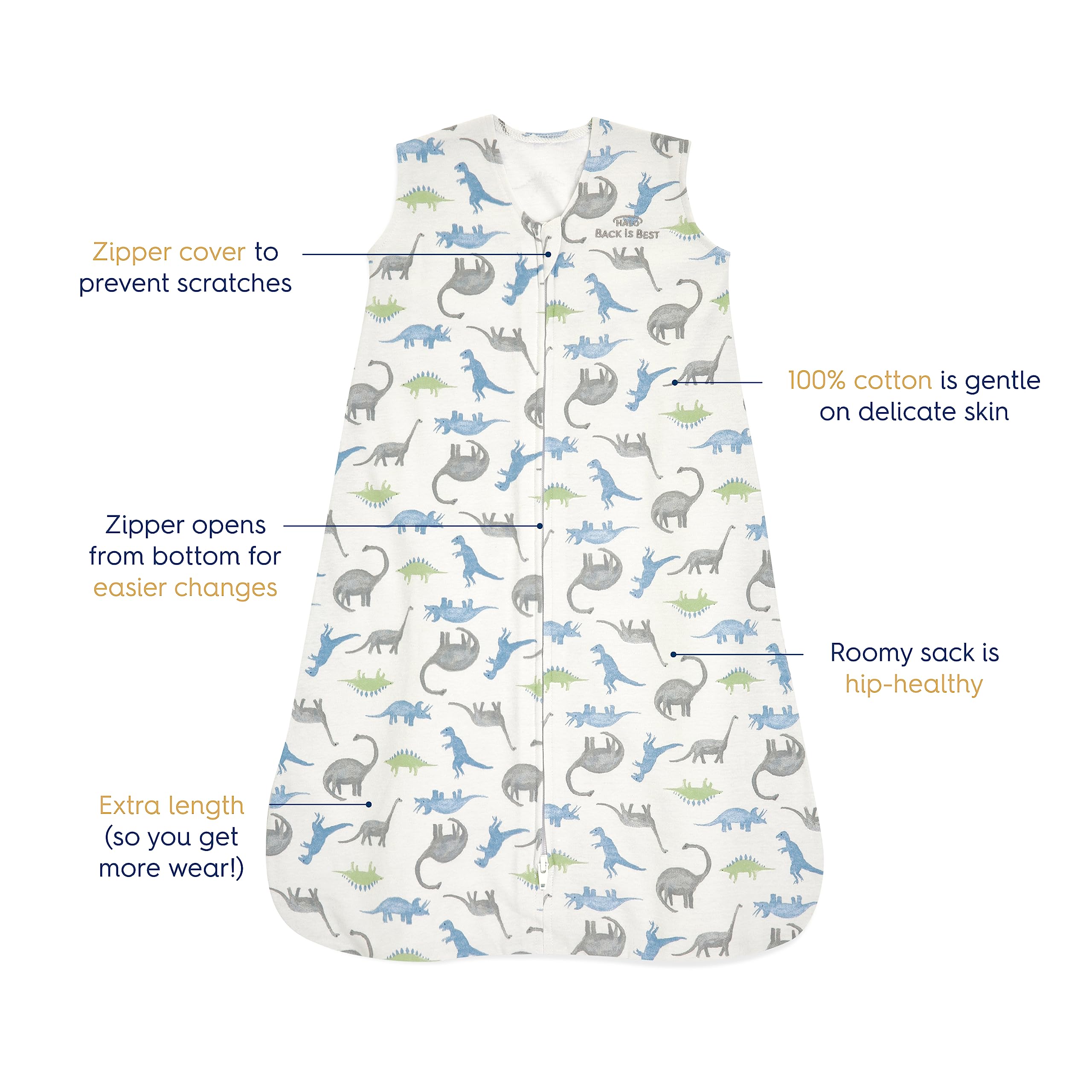 HALO SleepSack hip-healthy design approved by IHDI for healthy hip positioning.