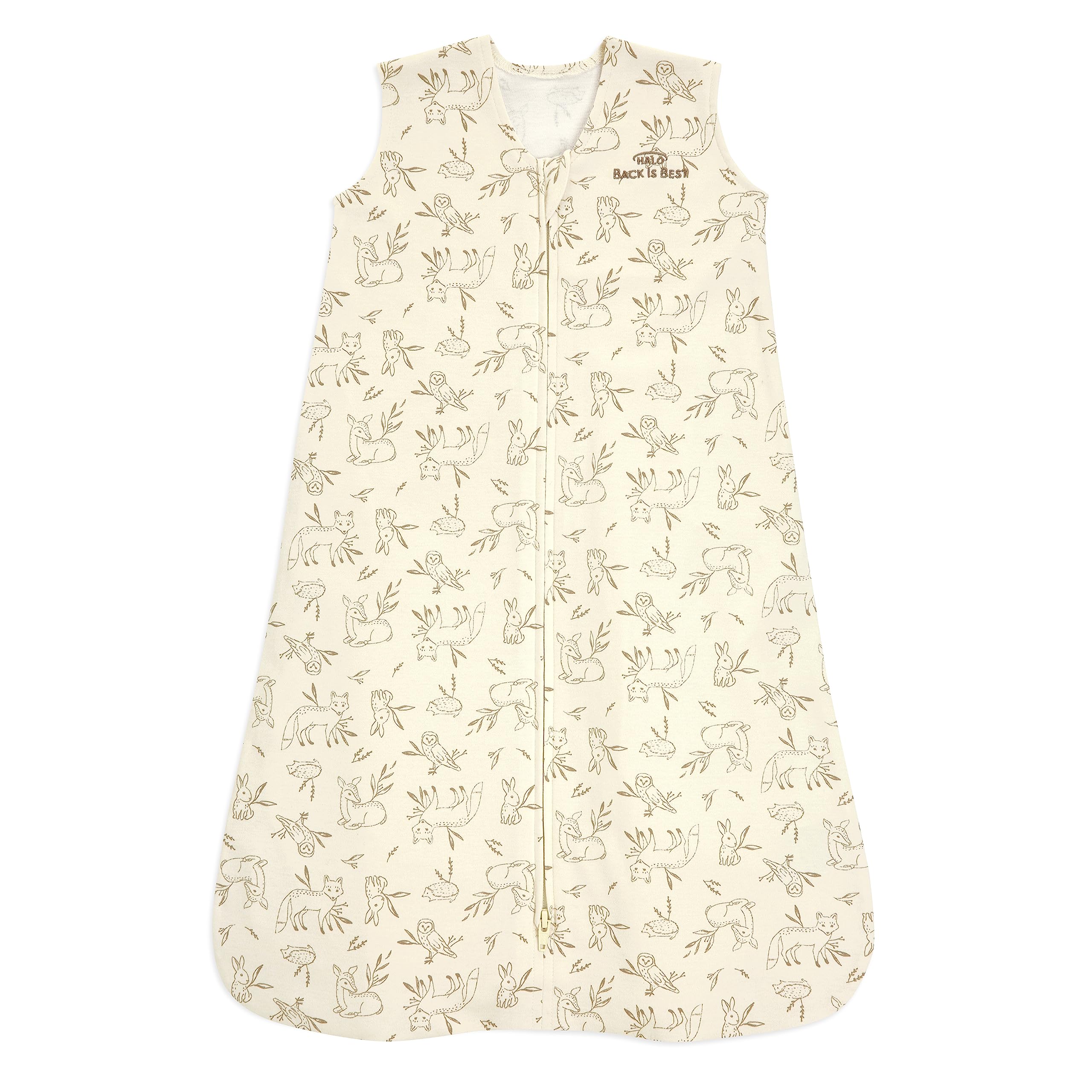HALO SleepSack Lullaby Forest fabric promotes breathable, safe sleep.