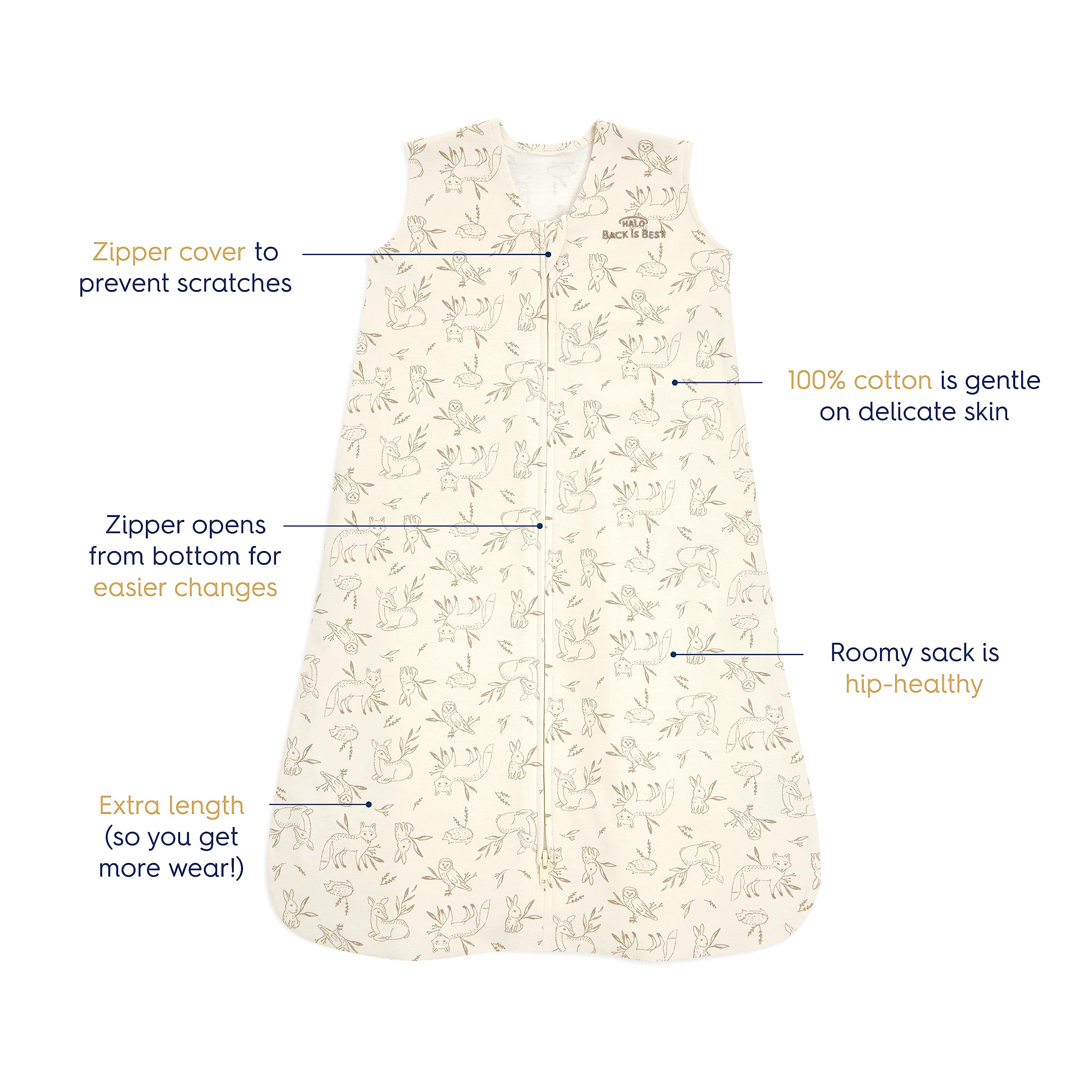 HALO SleepSack neckline and guard ensure a safe snug fit