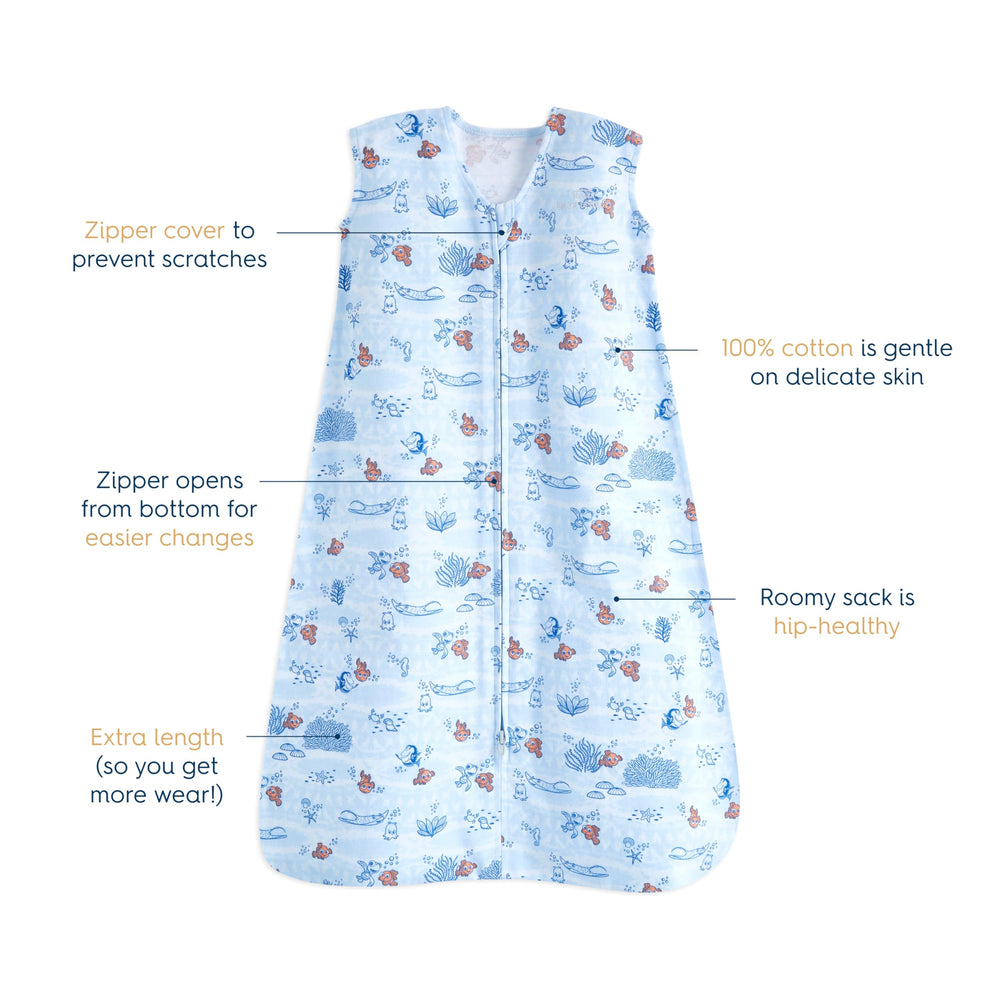 HALO SleepSack Nemo Tie Dye hip-healthy design approved by IHDi