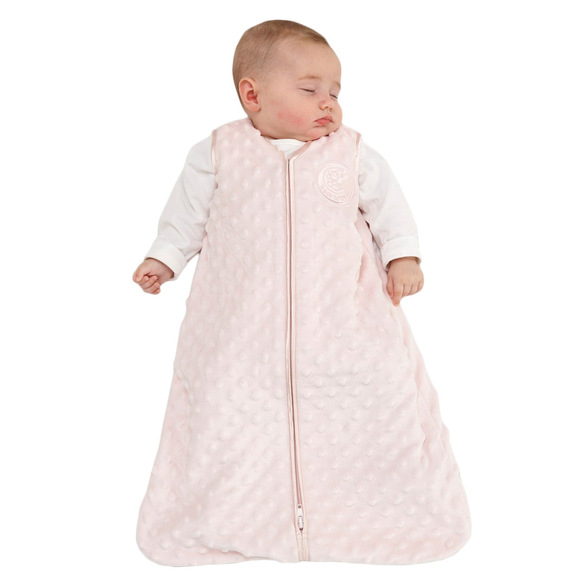HALO Sleepsack pink plush dots showcases cozy design for safer sleep.