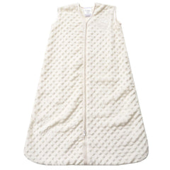 HALO Sleepsack Plush Dot Velboa Cream Medium supports hip-friendly sleep with easy diaper changes.