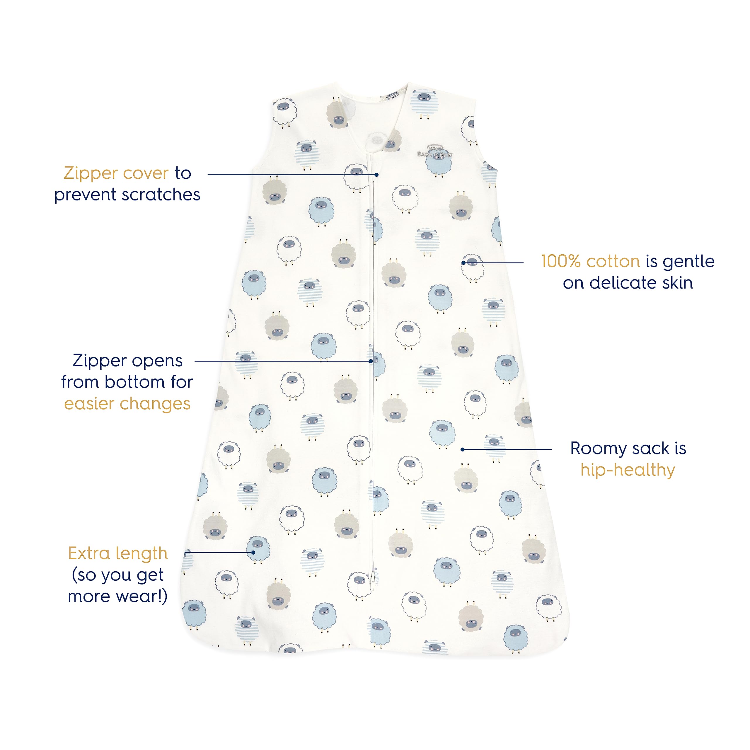 HALO SleepSack soft cotton fabric gentle on baby's skin.