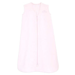 HALO SleepSack soft-pink fabric closeup showing cotton interlock softness for safer snug baby sleep