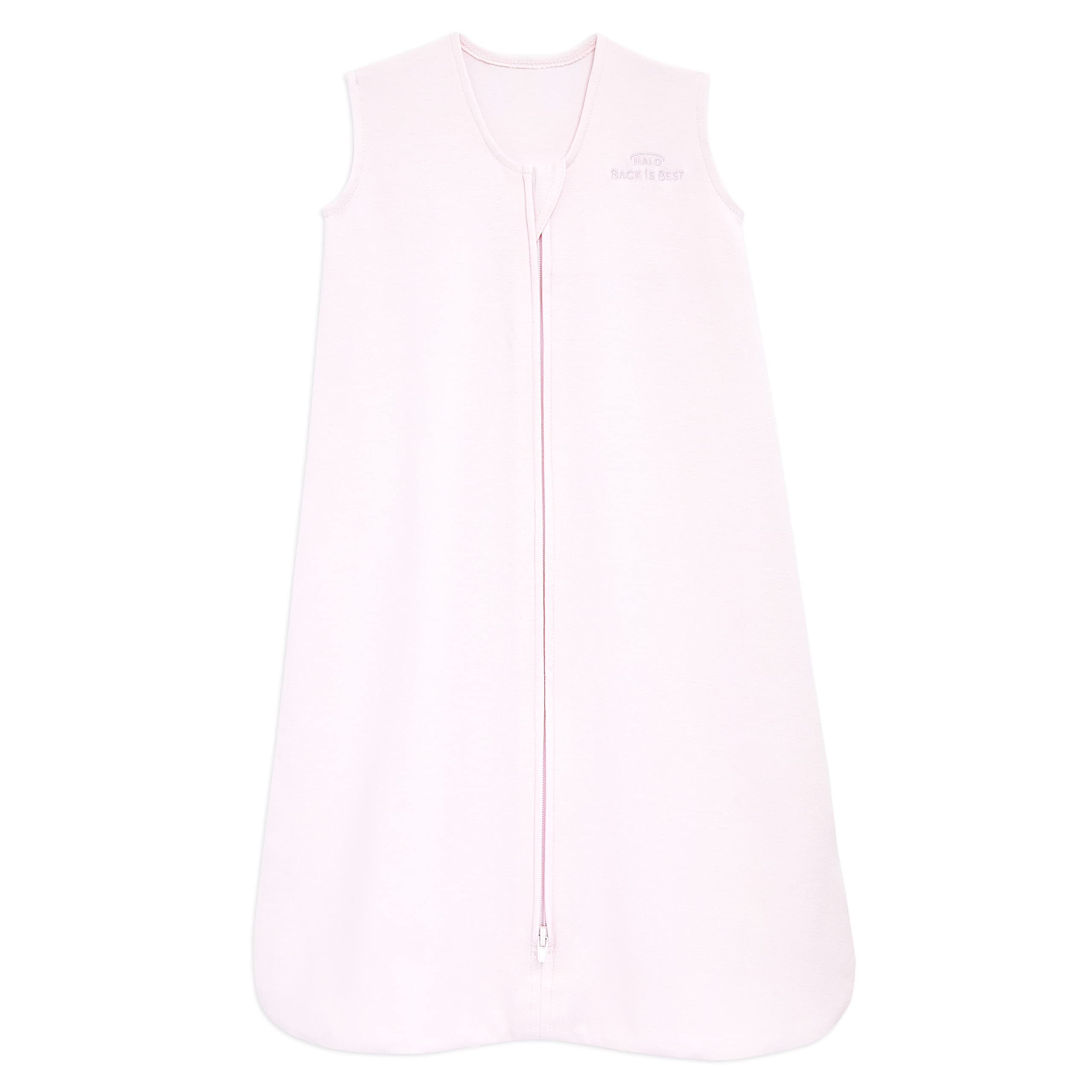 HALO SleepSack soft pink wearable blanket keeps baby cozy without loose blankets.