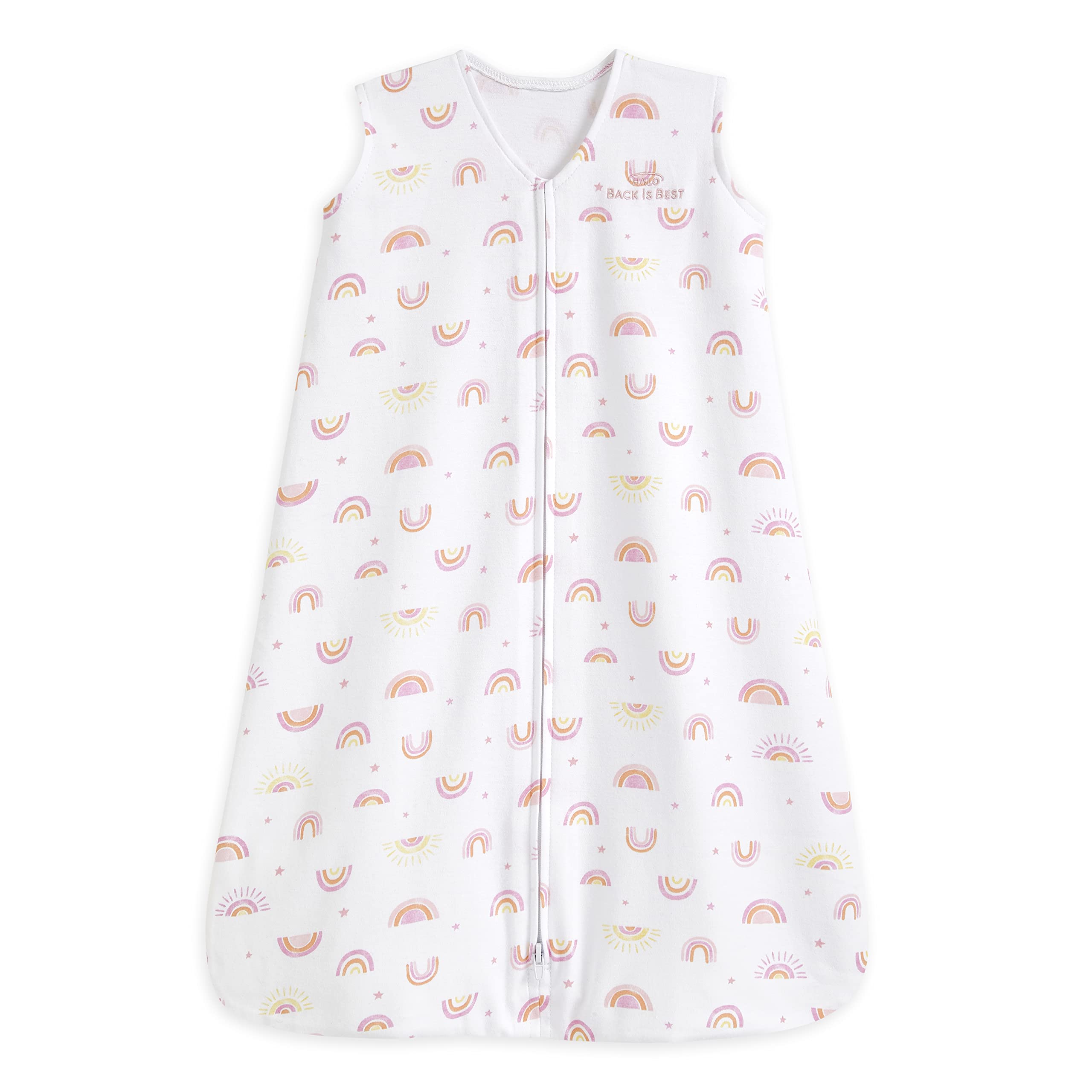 HALO SleepSack Sunshine Rainbows front view shows safe sleep design