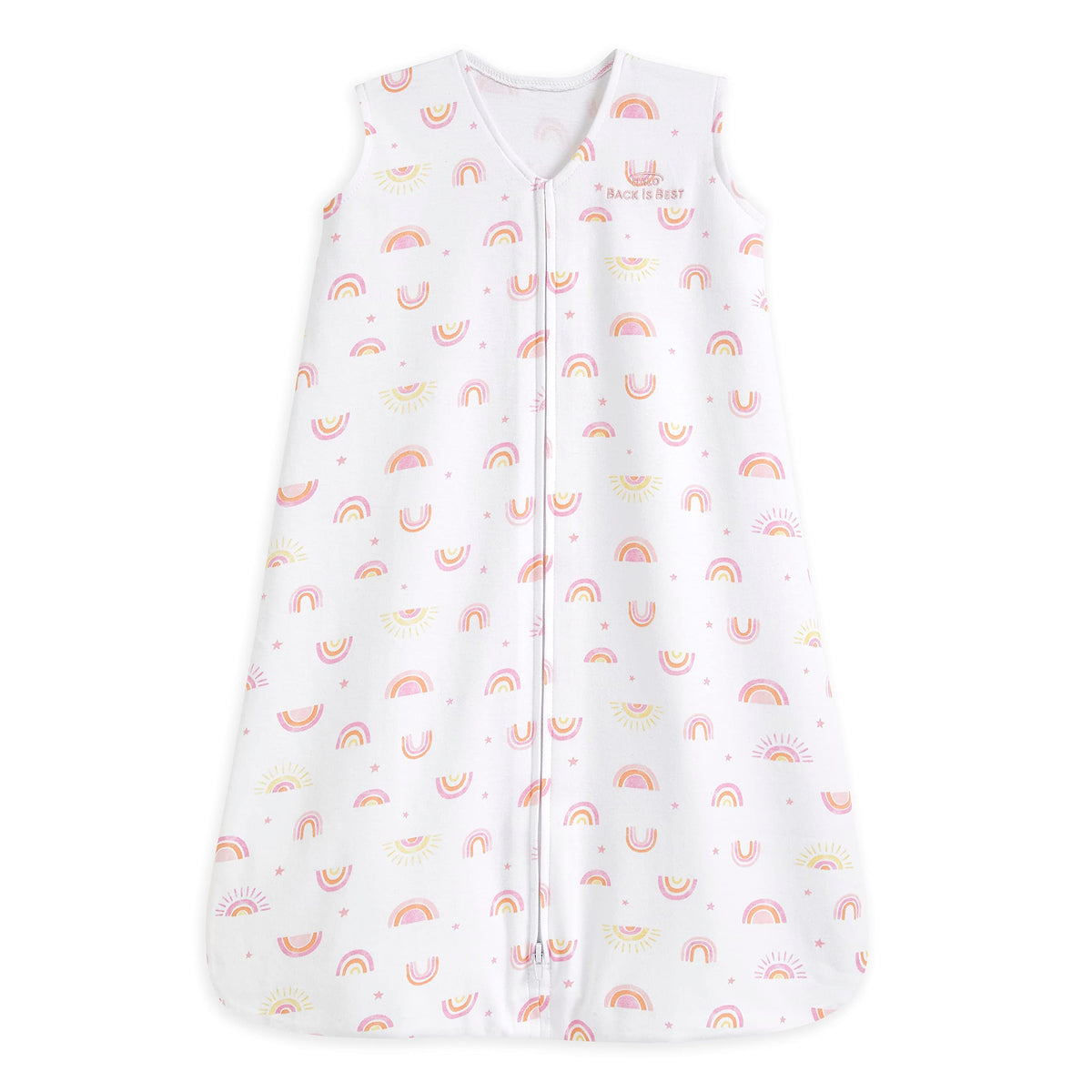 HALO SleepSack Sunshine Rainbows front view shows safe sleep design