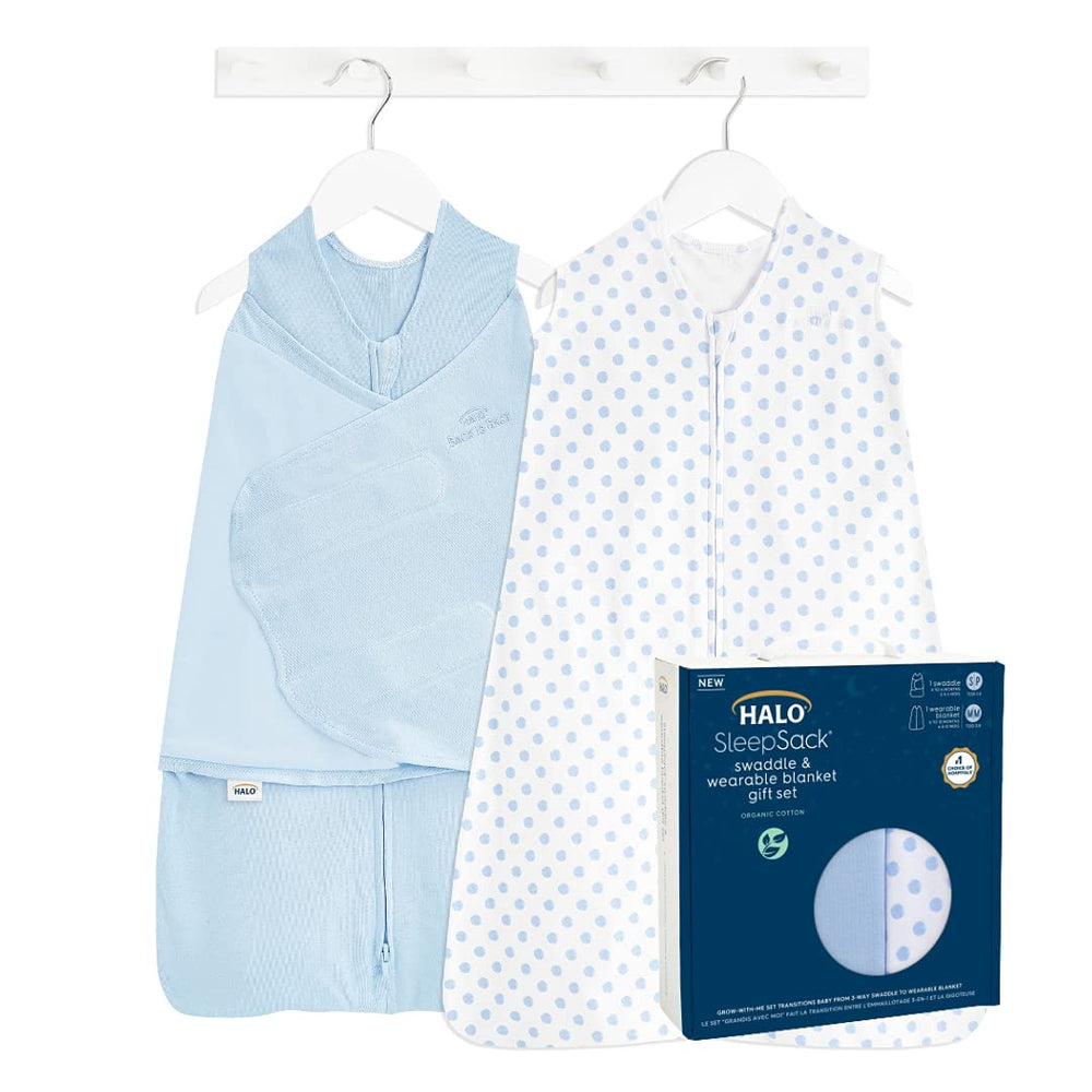 HALO Sleepsack Swaddle 3-6m chambray front view supports safe sleep transitions