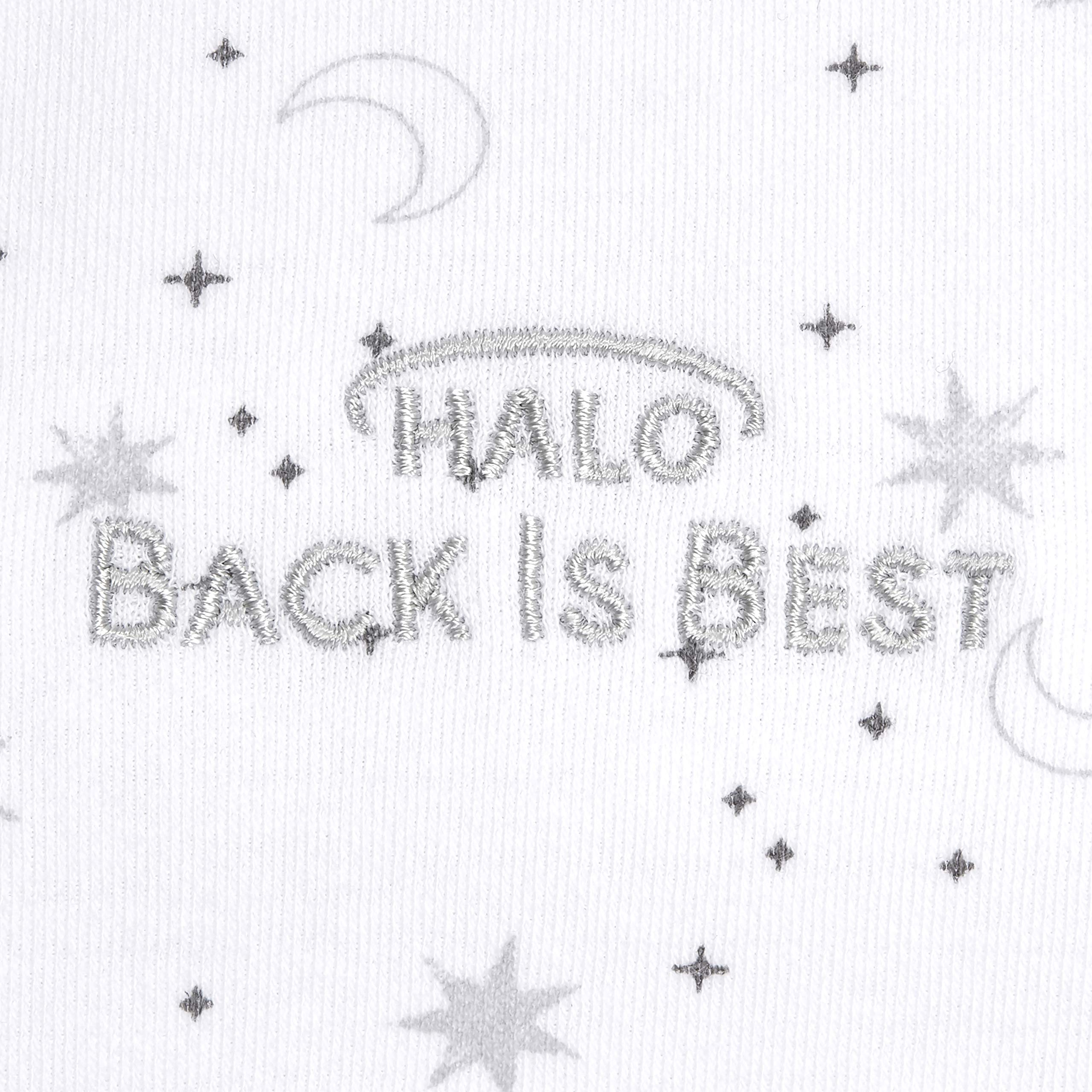 HALO Sleepsack Swaddle 3-way adjustable strap detail shows customizable fit for growing babies.