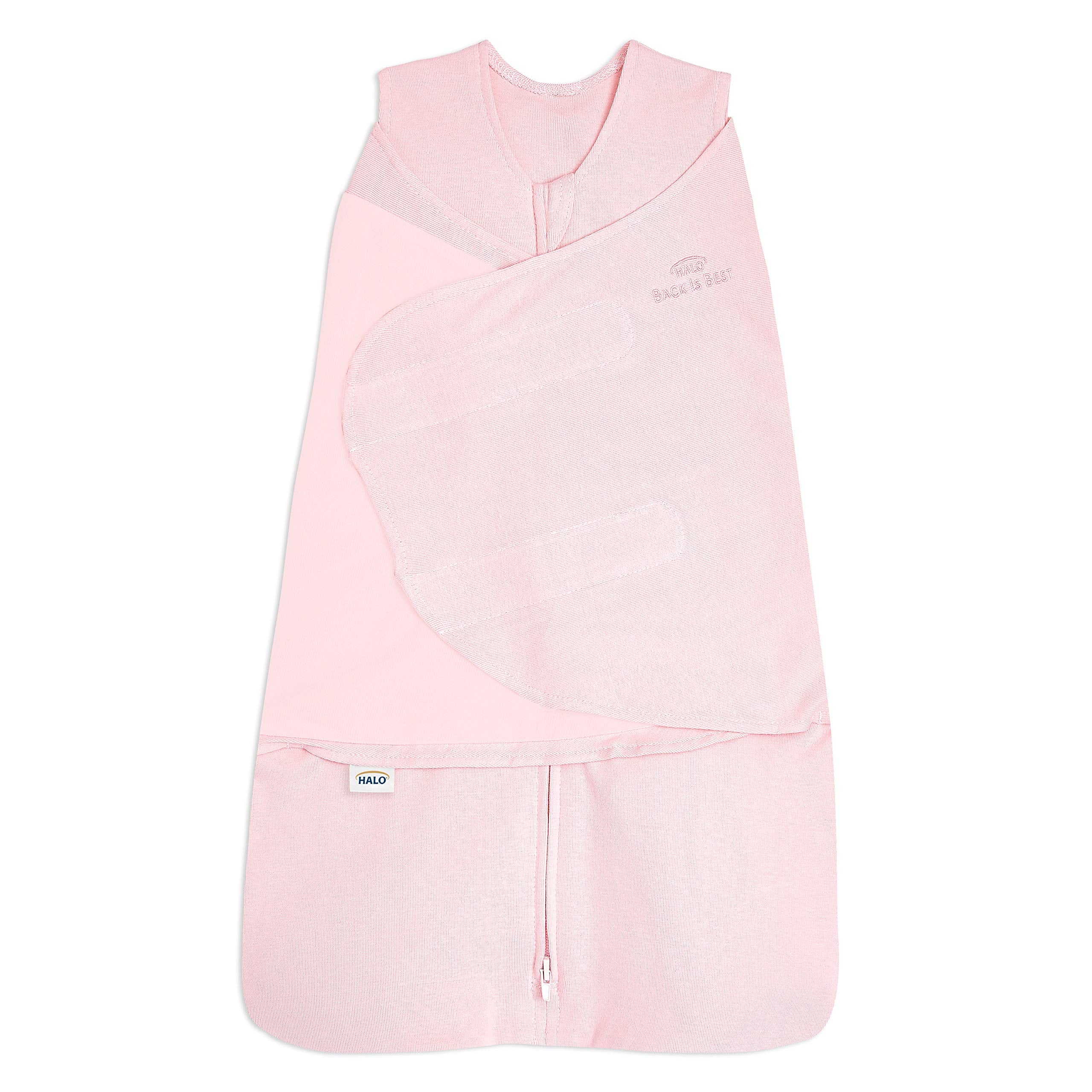 HALO Sleepsack Swaddle on baby shows adjustable 3-6 month fit for growing comfort