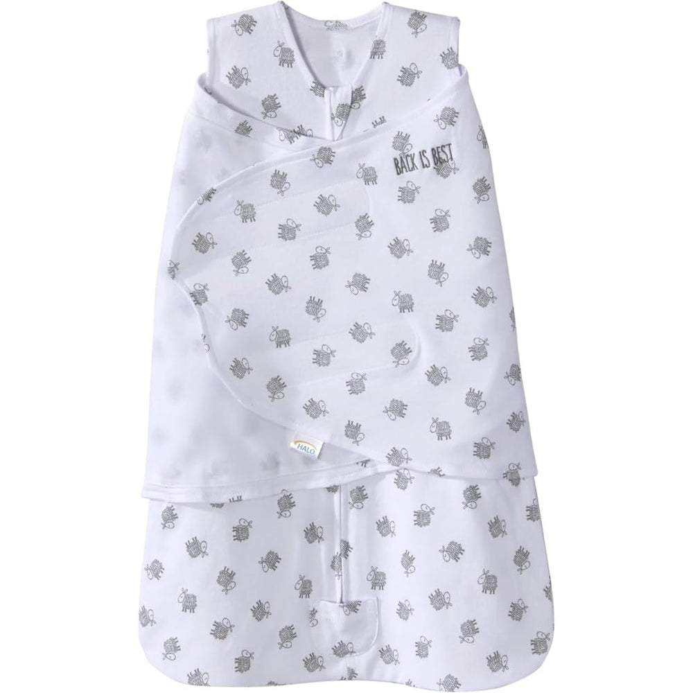 HALO Sleepsack Swaddle closeup of 100% cotton knit for cozy newborn comfort.