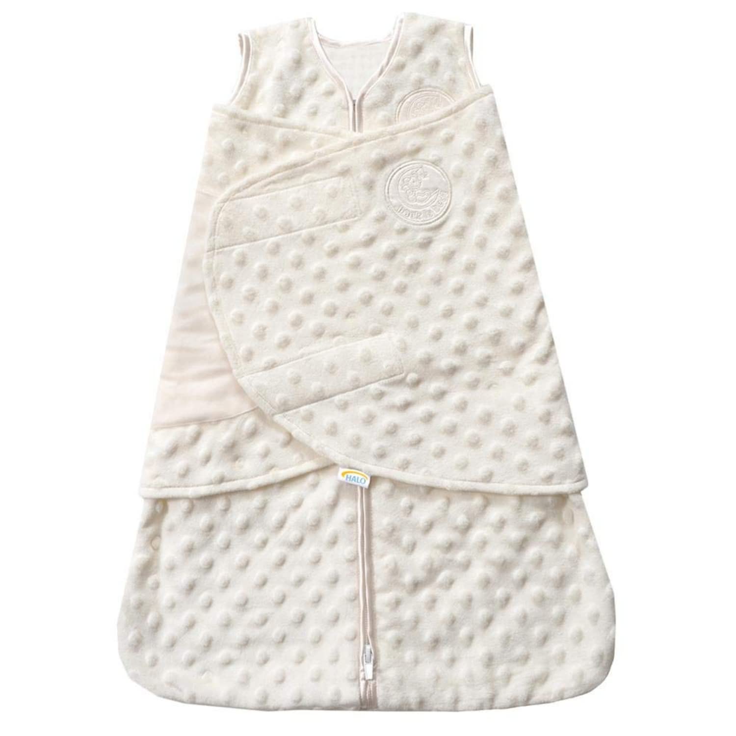 HALO Sleepsack Swaddle cream front view—cozy newborn sleep solution for safer, secure swaddling.