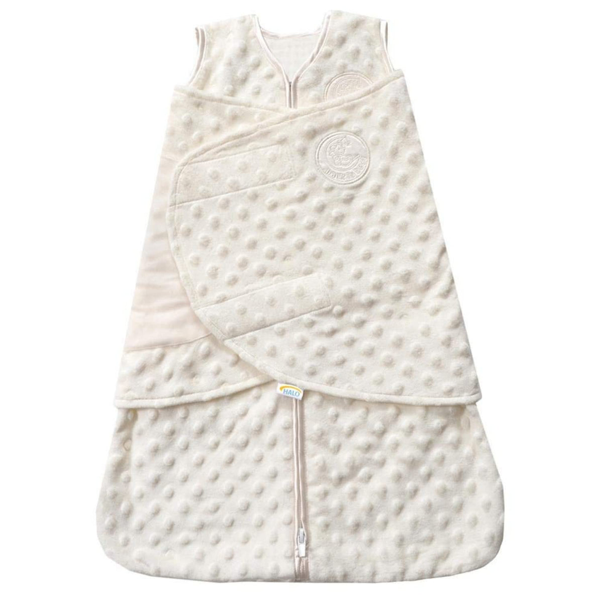 HALO Sleepsack Swaddle cream front view—cozy newborn sleep solution for safer, secure swaddling.