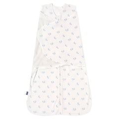 HALO Sleepsack Swaddle Floral Vintage Stripe seen for secure newborn sleep with soft cotton.