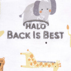 HALO Sleepsack Swaddle Jungle Cotton newborn back view shows breathable comfort