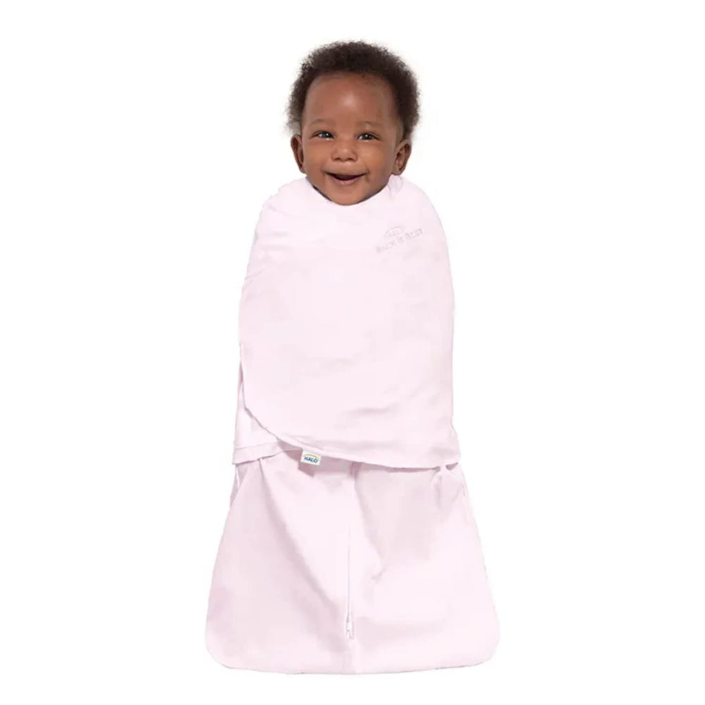 HALO Sleepsack Swaddle side view demonstrates comfortable, adjustable fit.
