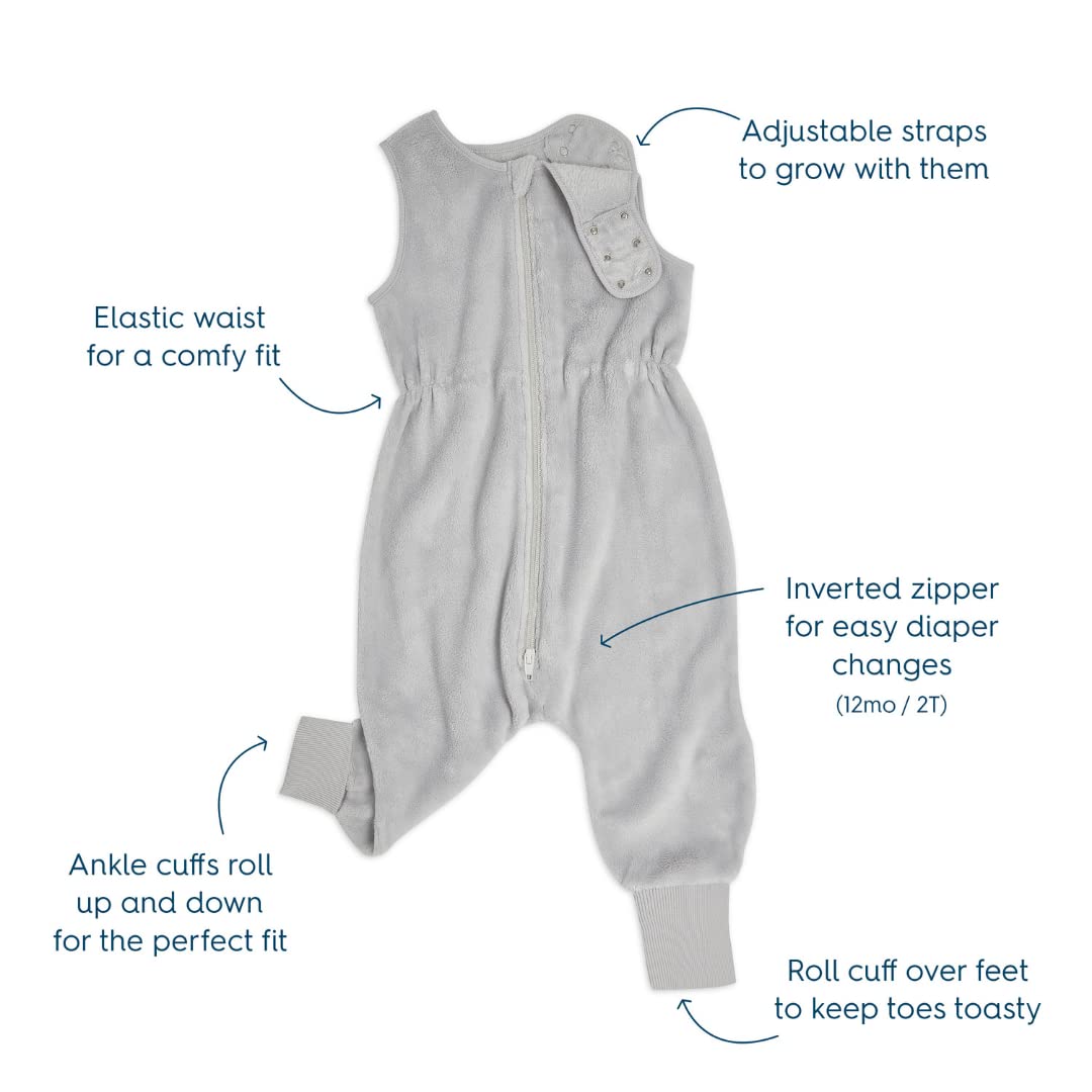HALO Sleepsack Toddler grey Luxe Fleece foot-opening close-up demonstrates convertible warmth