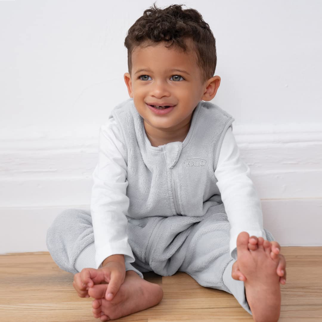 HALO Sleepsack Toddler grey worn by toddler for cozy night sleep
