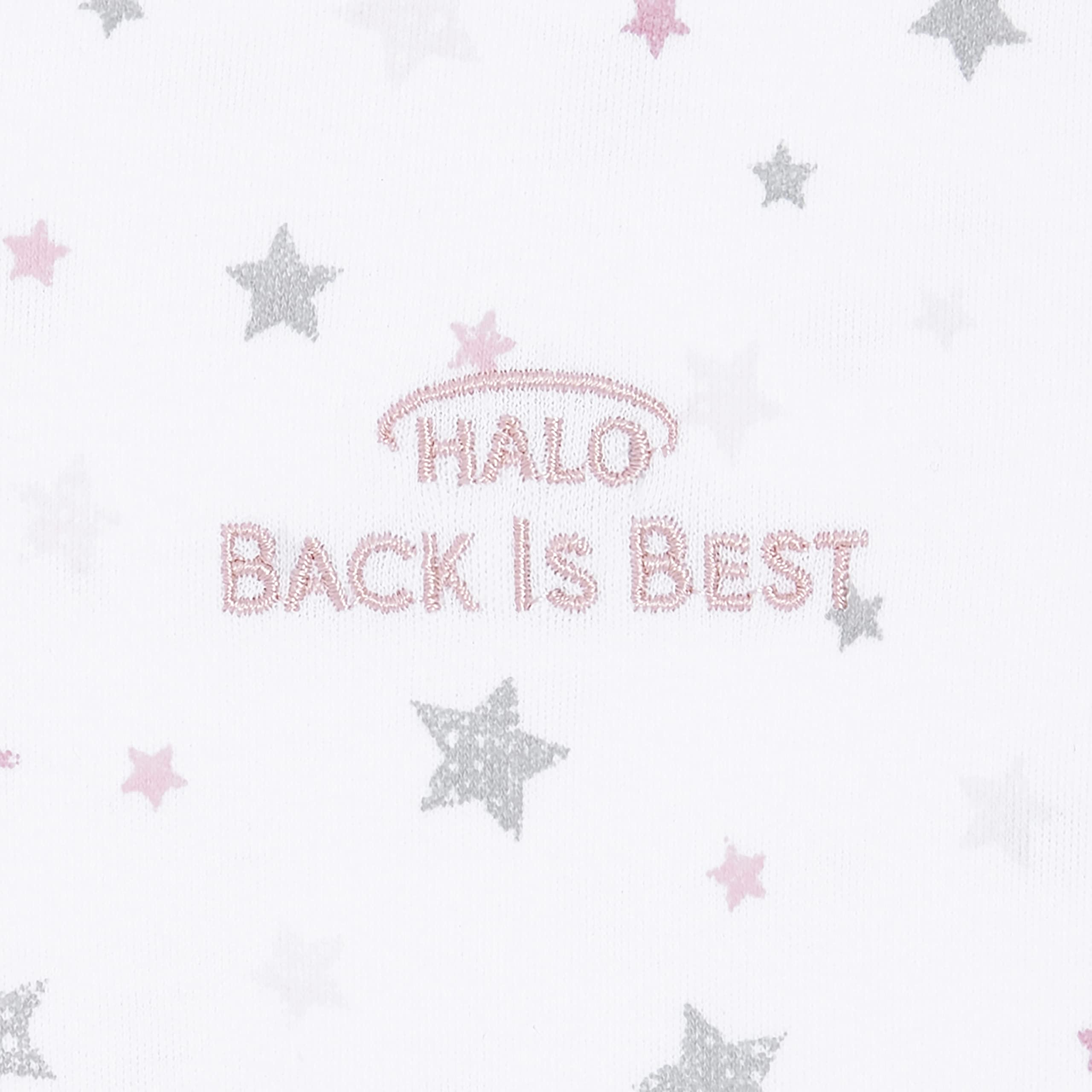 HALO SleepSack Twinkle Pink size label helps parents pick the right fit.