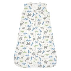 HALO SleepSack watercolor dinos flat lay highlights breathable cotton comfort ideal for warm nights