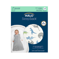 HALO SleepSack watercolor dinos in crib shows hip-friendly safe sleep design