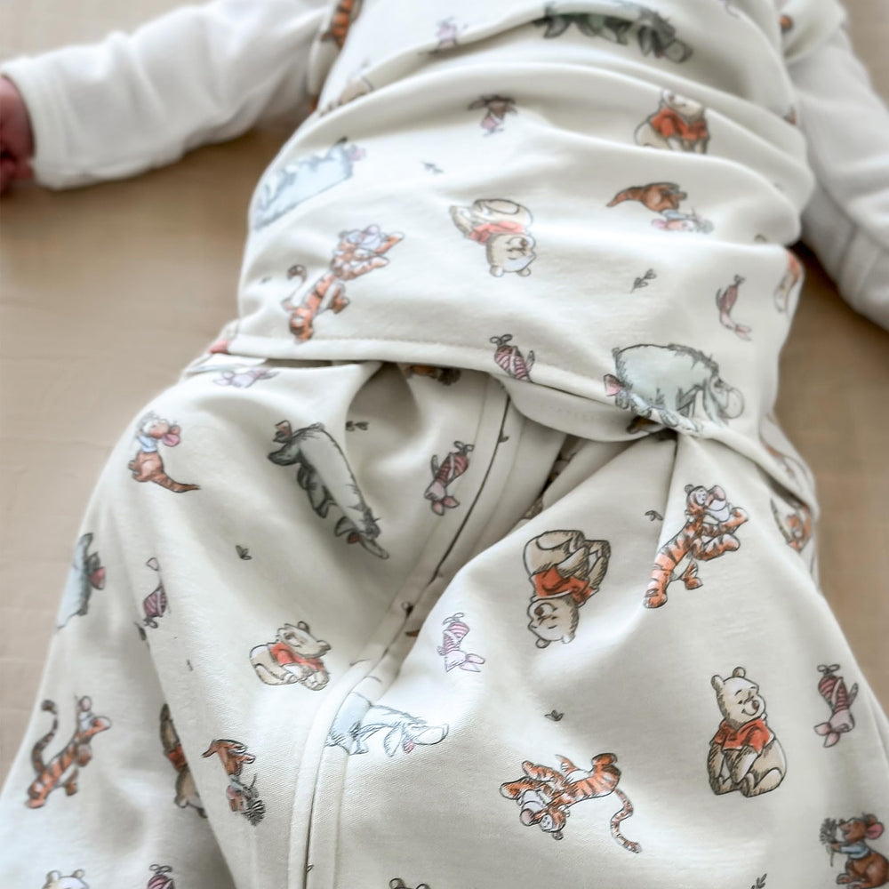 HALO Winnie Frolic hip-healthy label confirms safe sleep design.