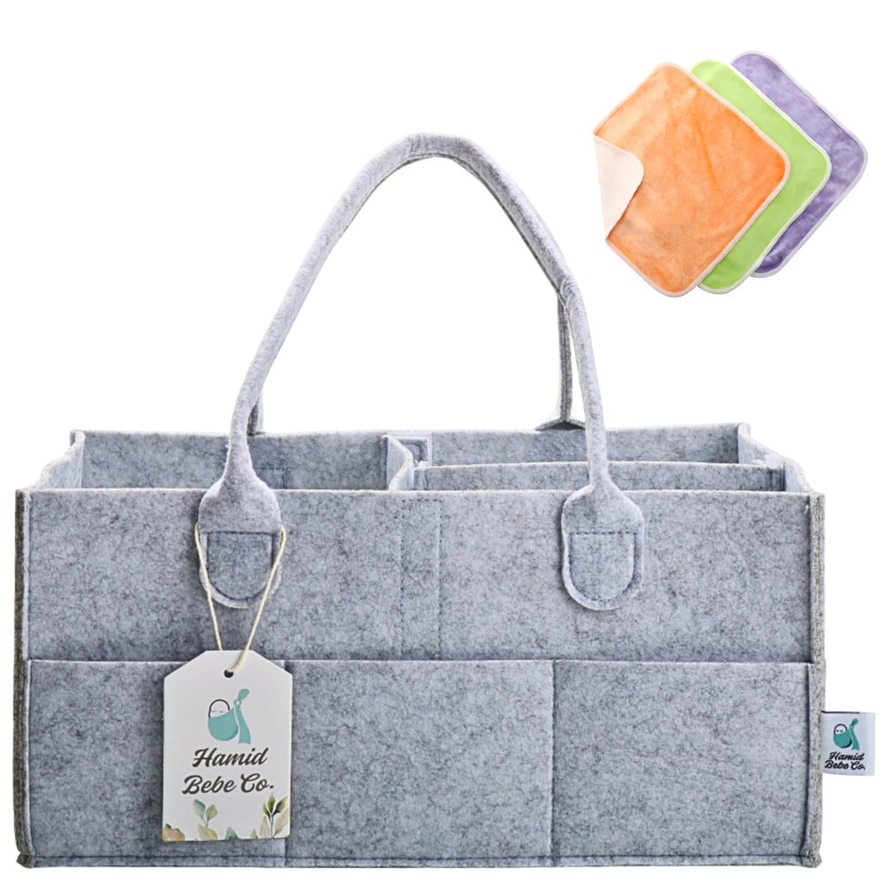 Hamid Bebe Co diaper caddy large capacity compartments for organized nursery essentials.