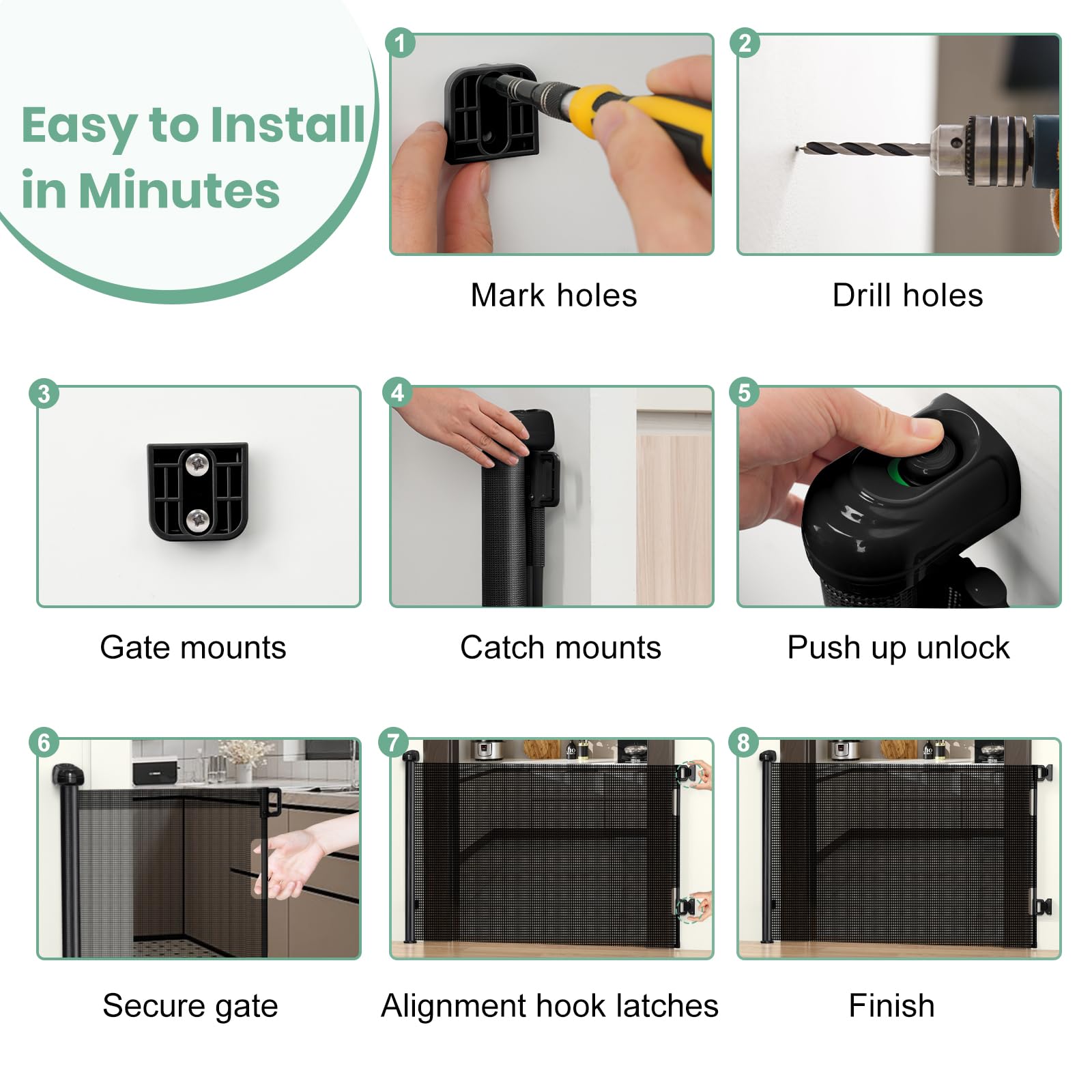 HAMOPY adjustable lower brackets fit various baseboards for stability.