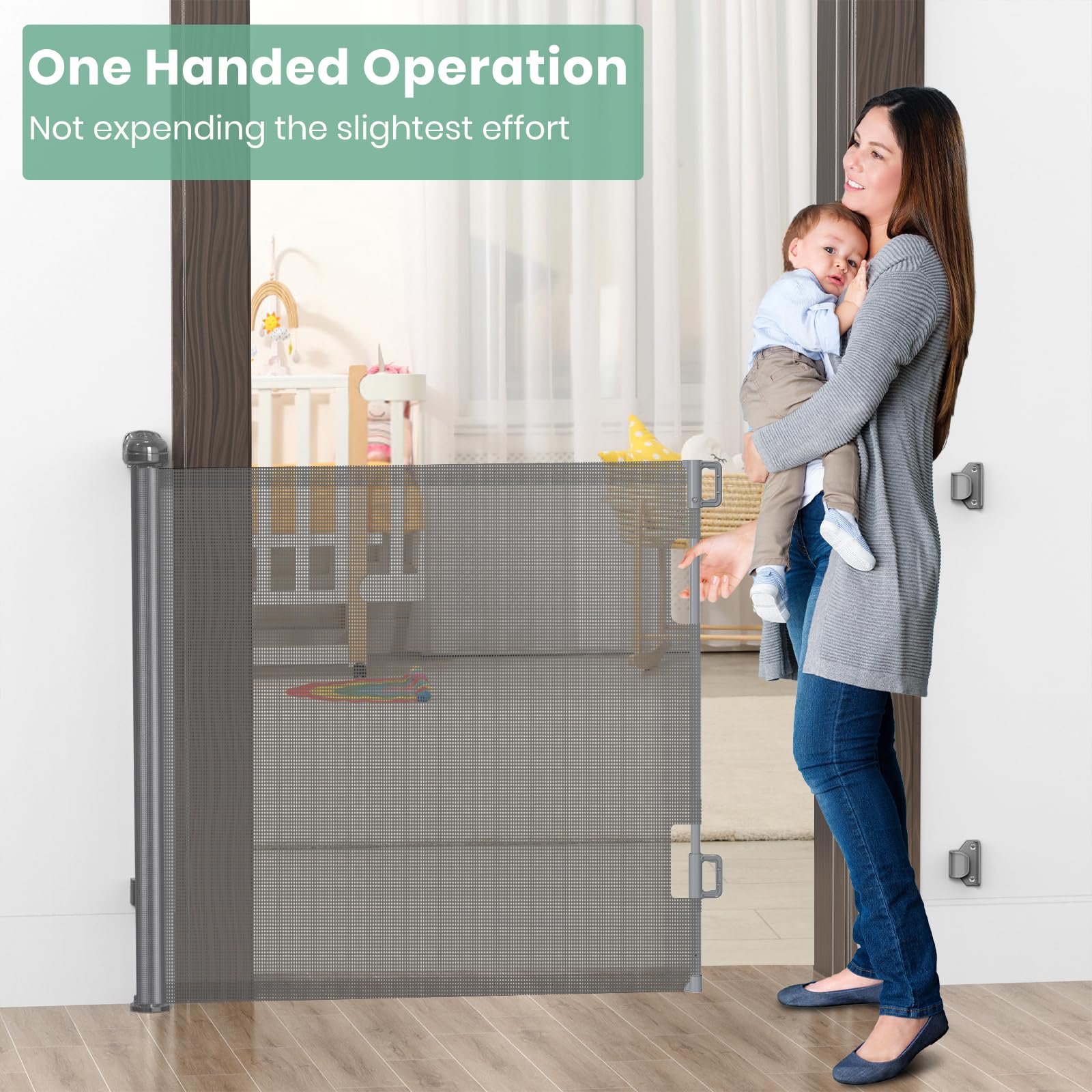 HAMOPY durable mesh safety gate tolerates active play
