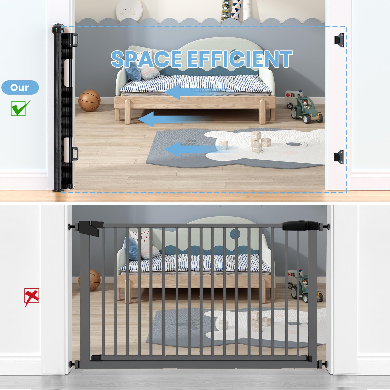 HAMOPY indoor-outdoor gate in a doorway with pets nearby