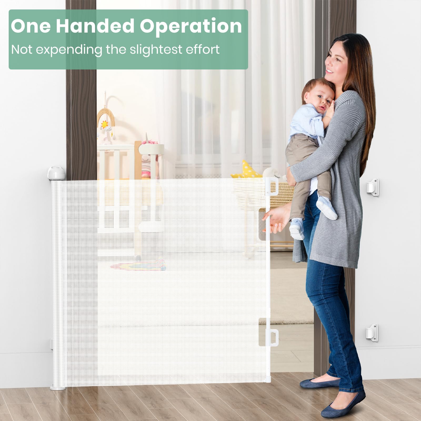 HAMOPY retractable mesh stores flush when not in use.